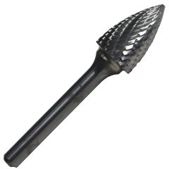 SG3x6" 3/8" X 3/4" Tree Pointed End Carbide Burr 1/4" Shank 6" - OAL
