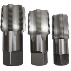 3 Piece Carbon Steel NPT Pipe Tap Set - 1" - 1-1/4" and 1-1/2"