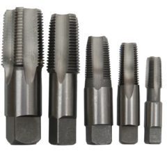 5 Piece Carbon Steel NPT Pipe Tap Set - 1/8" - 1/4" - 3/8" - 1/2" and 3/4"