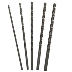 1/4" - 1/2" X 18" Long 5 Piece HSS Extra Long Drill Bit Set - Plastic Case Pouch