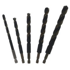 1/4"-1/2" 5 Piece Quick Change Hex Shank Drill Bit Set - Plastic Case Pouch