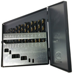 1/16" - 1/4" HSS Black & Gold Jobber Drill Bit Set - Metal Case - 13 Pieces (1/64 Increments)