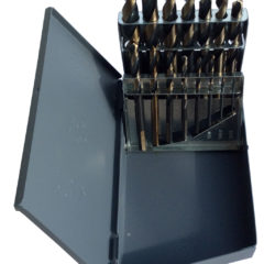1/16" - 1/2" HSS Black & Gold Mechanic Length Drill Bit Set - Metal Case - 15 Pieces (1/64 Increments)