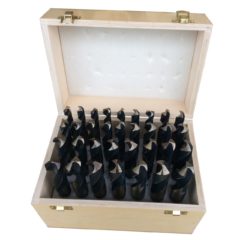 1/2"-1"x64ths 33 Piece HSS KFD Black & Gold Reduce Shank Drill Bit Set - Wood Case