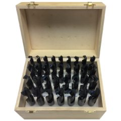 1/2"-1"x64ths 33 Piece HSS Reduce Shank Drill Bit Set - Wood Case
